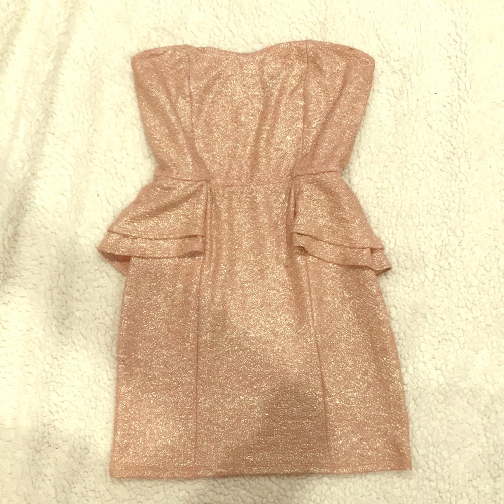 2b bebe rose gold peplum mini